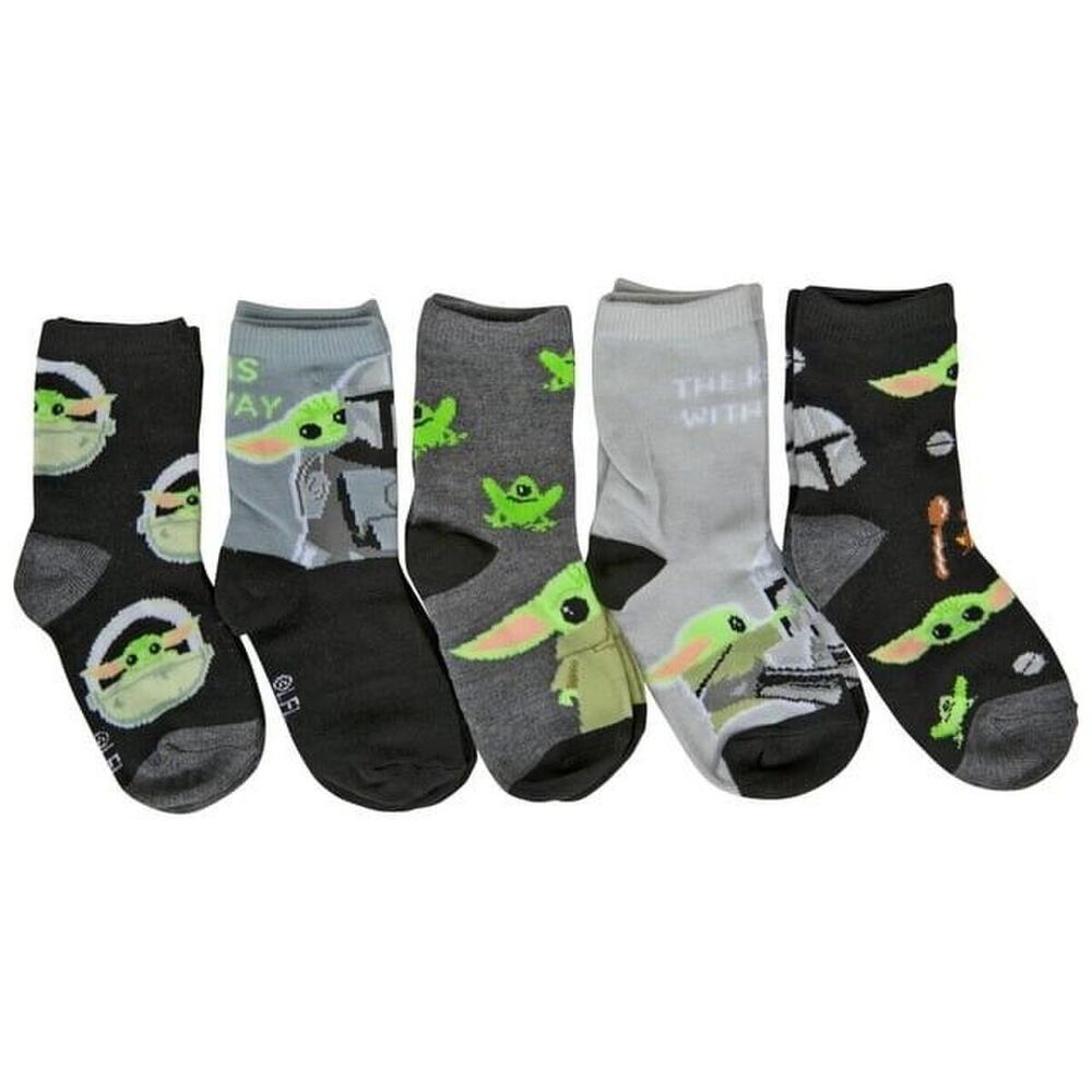 Star Wars The Mandalorian Grogu Boy's Variety Crew Socks 5-Pack Multi-Color